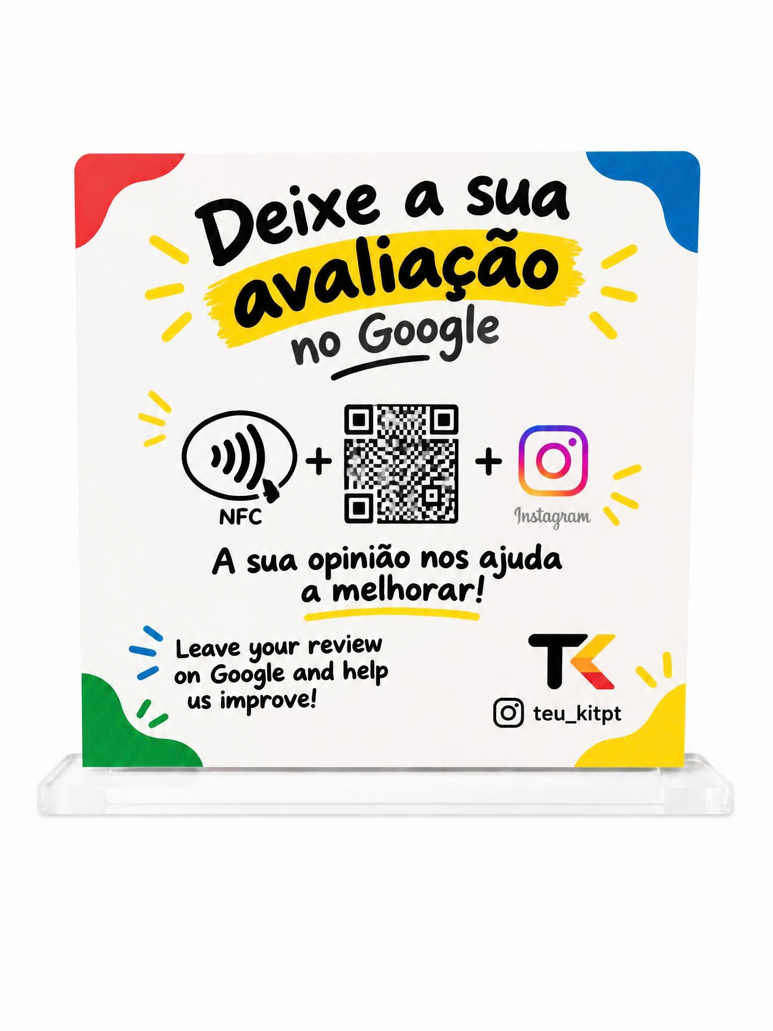 Cartão NFC com Suporte + QR Personalizado para Empresas